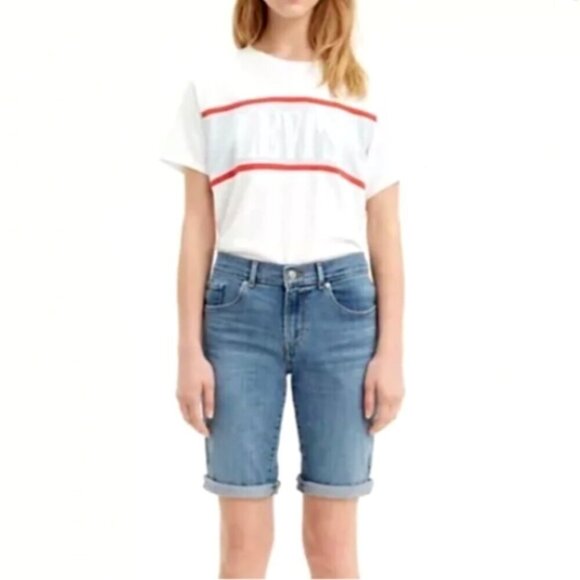Levi's 515 Bermuda Denim Shorts Women's Sz 4 Blue #27X - Picture 1 of 13